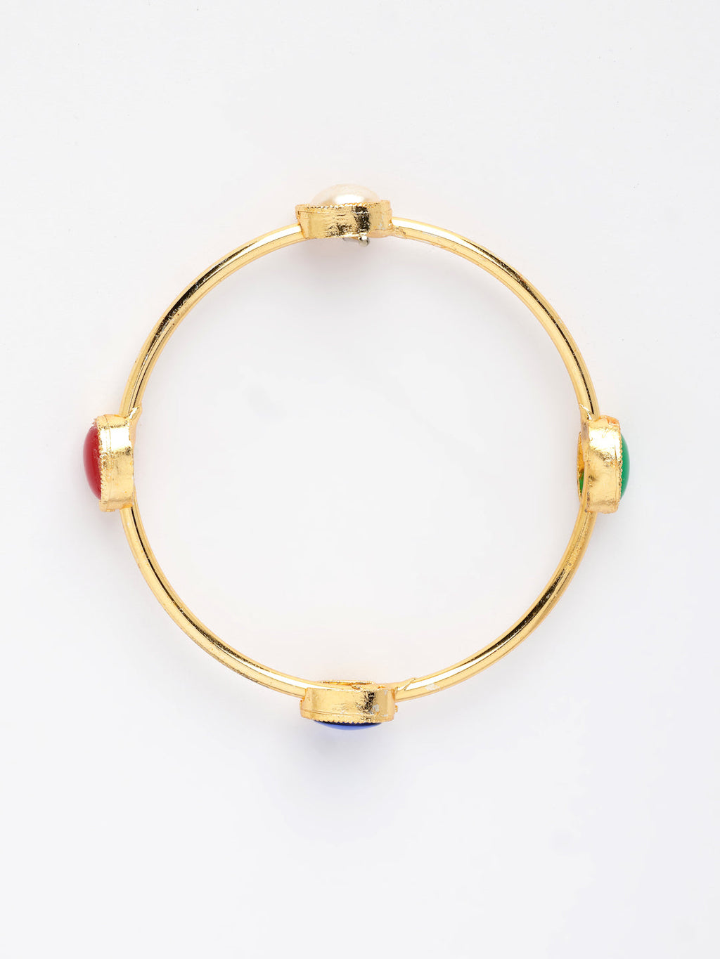 NVR Women's Set of 4 Gold-Polished Artificial Stone Studded Bangles