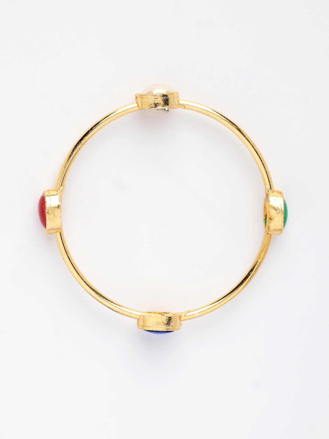 NVR Women's Set of 4 Gold-Polished Artificial Stone Studded Bangles