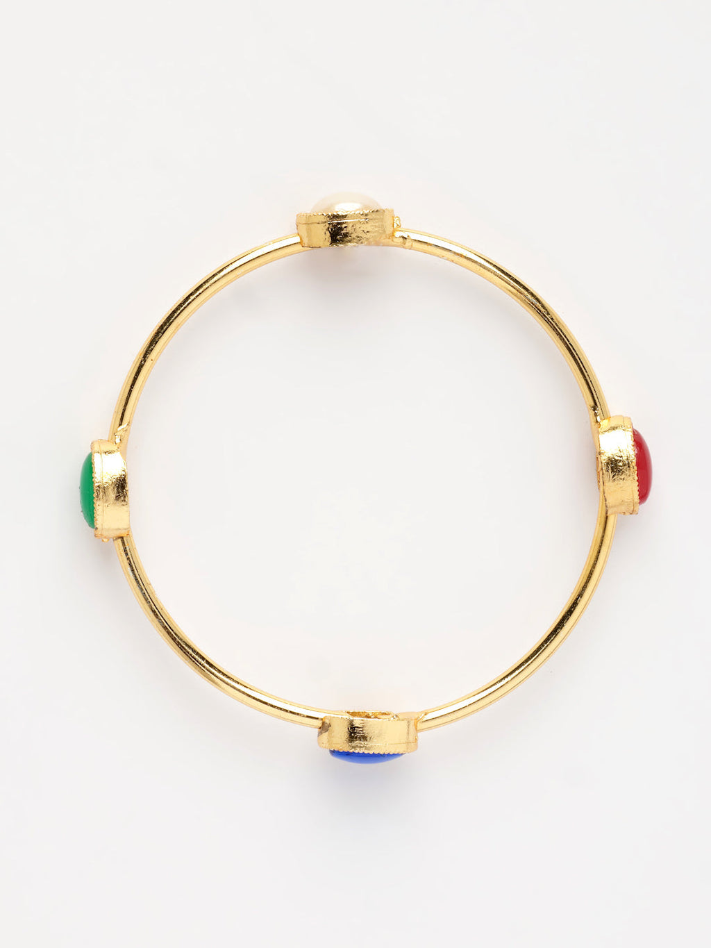 NVR Women's Set of 2 Gold-Polished Artificial Stone Studded Bangles