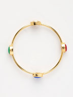 NVR Women's Set of 2 Gold-Polished Artificial Stone Studded Bangles