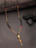 NVR Women's Gold-Polished Artificial Stones Studded & Beaded Mangalsutra | Grocsy