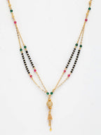 NVR Women's Gold-Polished Artificial Stones Studded & Beaded Mangalsutra | Grocsy