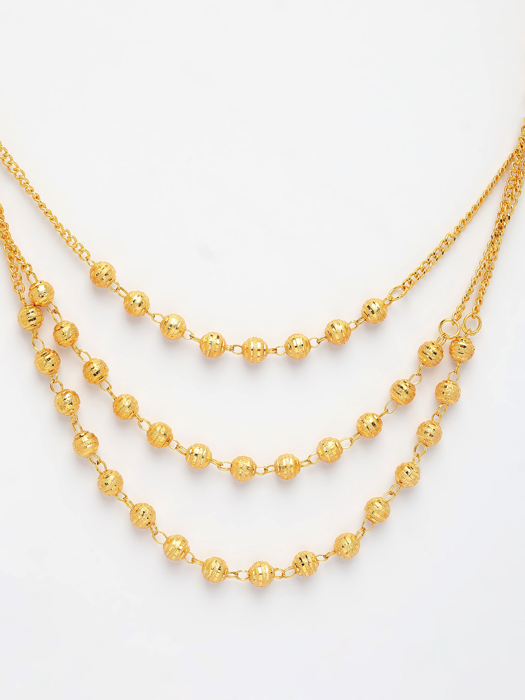 NVR Women's Gold-Polished Artificial Beads Layered Chain | Grocsy