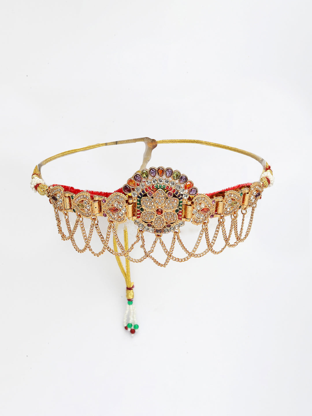 NVR Women's Gold-Polished Cubic Zirconia Stone Studded Rajputi Choker Necklace | Grocsy