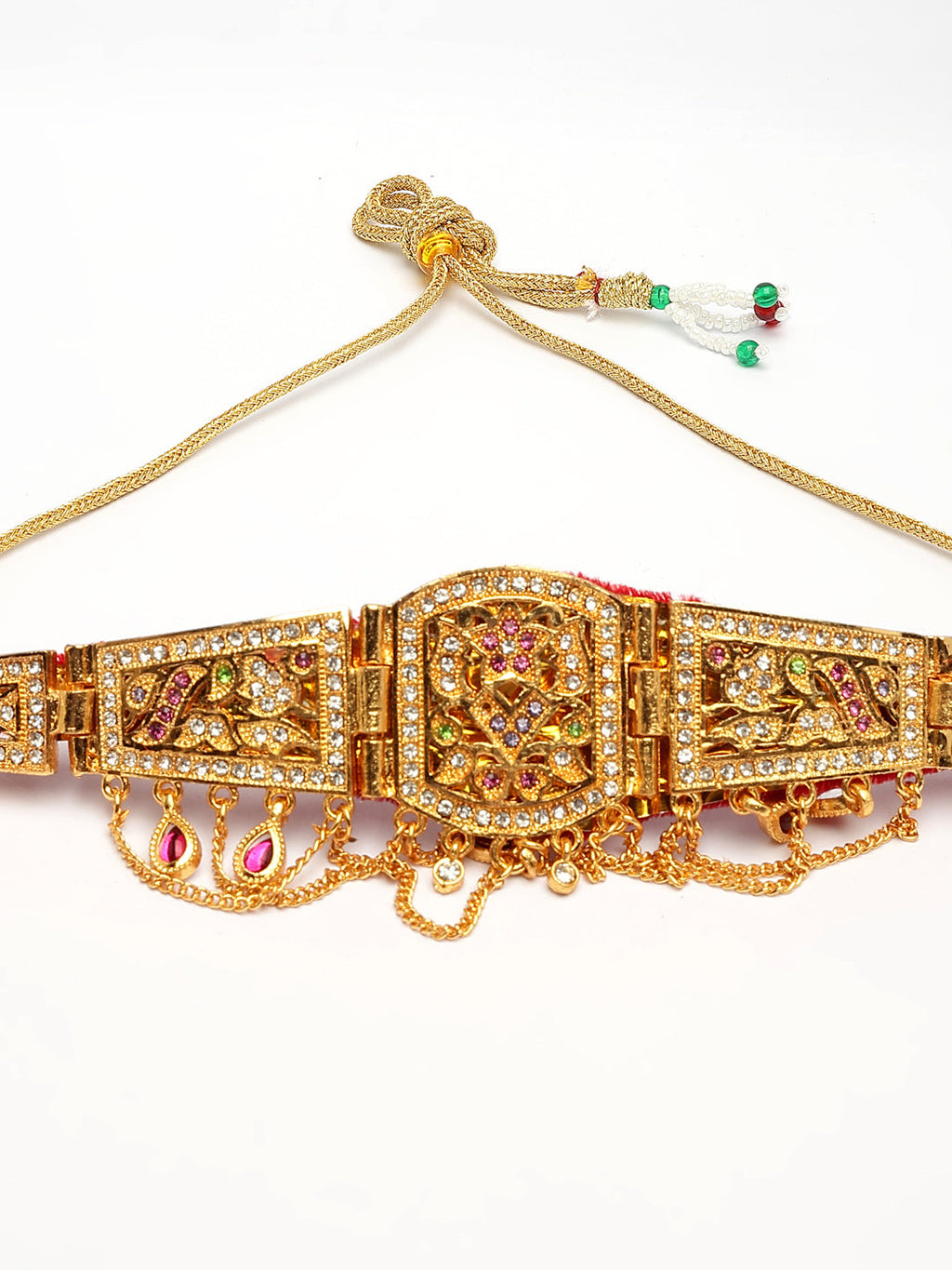NVR Women's Gold-Polished Cubic Zirconia Stone Studded Rajputi Choker Necklace | Grocsy