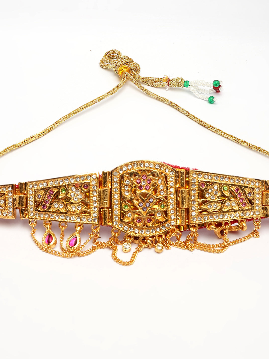 NVR Women's Gold-Polished Cubic Zirconia Stone Studded Rajputi Choker Necklace | Grocsy