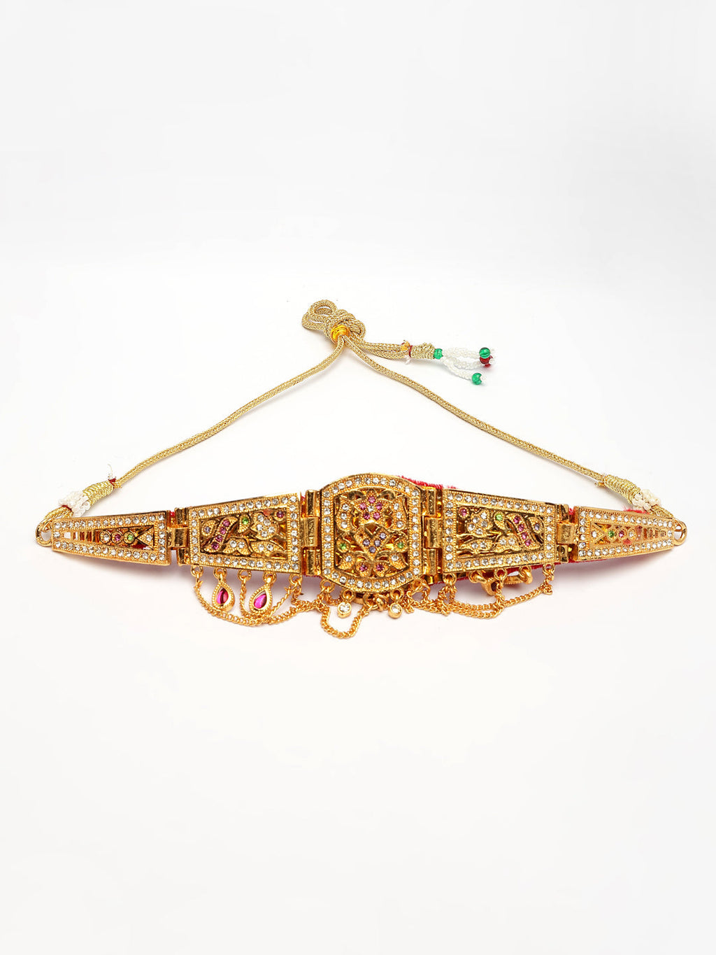 NVR Women's Gold-Polished Cubic Zirconia Stone Studded Rajputi Choker Necklace | Grocsy