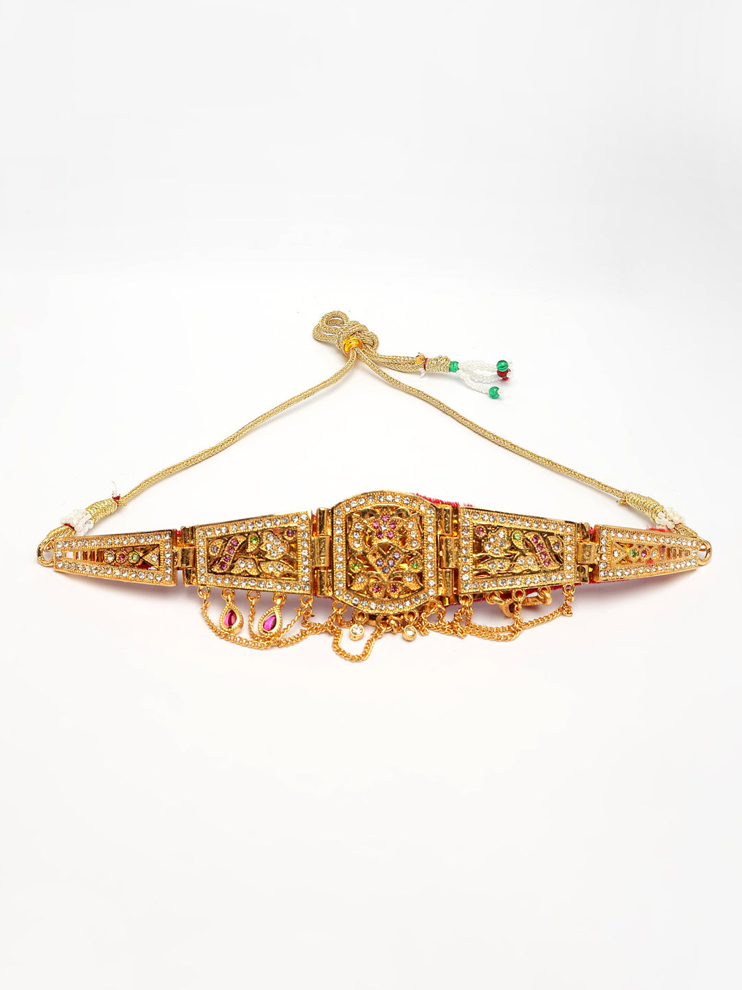 NVR Women's Gold-Polished Cubic Zirconia Stone Studded Rajputi Choker Necklace | Grocsy