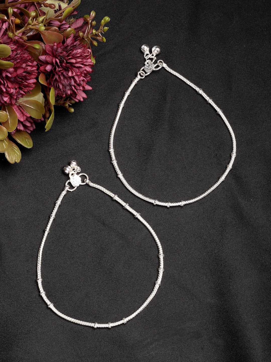 NVR Women's Pair of 2 Silver-Plated Anklets | Grocsy
