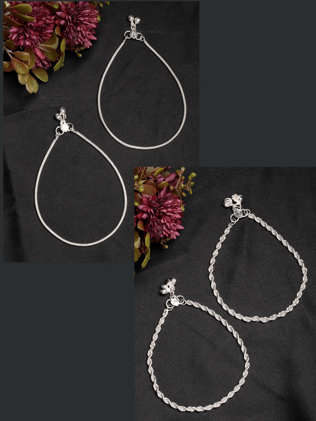 NVR Women's Pair of 2 Silver-Plated Anklets | Grocsy