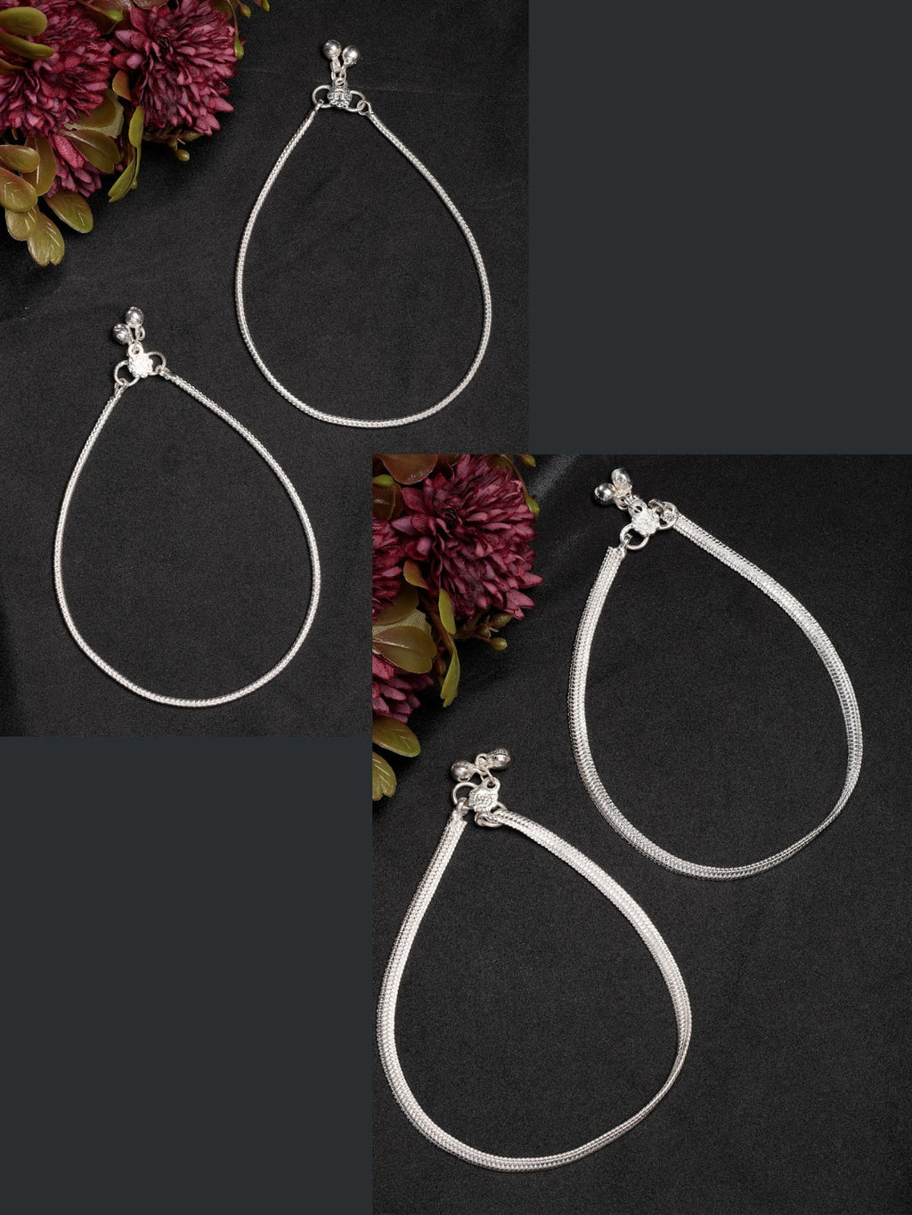 NVR Women's Pair of 2 Silver-Plated Anklets | Grocsy