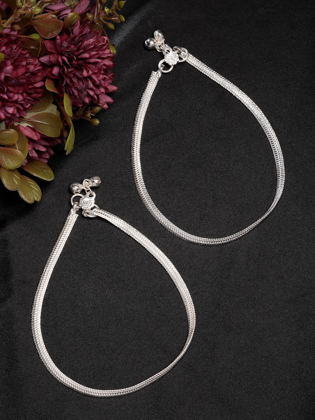 NVR Women's Set of 2 Silver-Plated Anklets | Grocsy