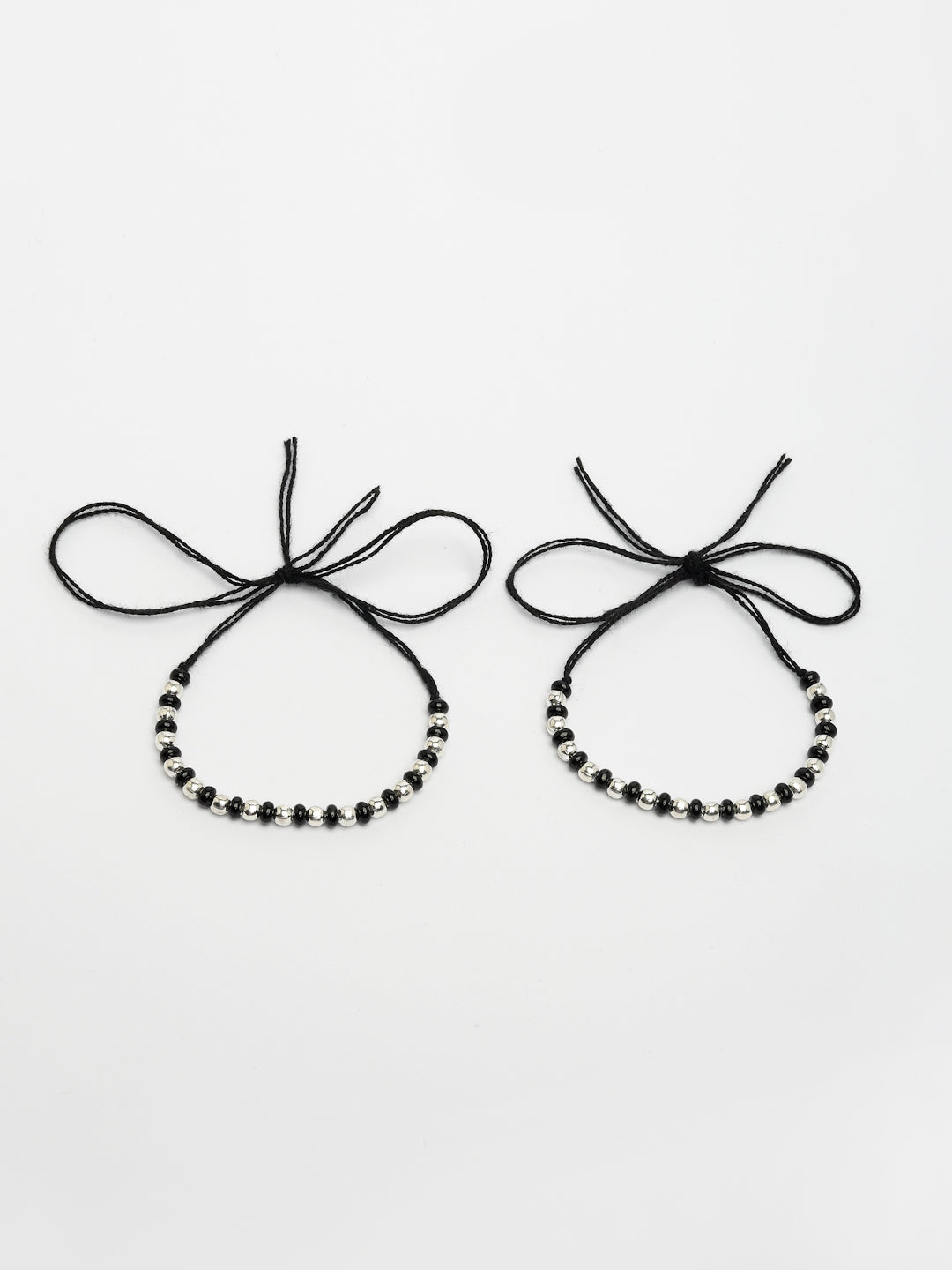 NVR Kids Set of 2 Rhodium-Plated Beaded Wraparound Nazariya Bracelet