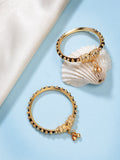NVR Kids Set of 2 Rhodium-Plated Artificial Beads Nazariya Kada Bracelet