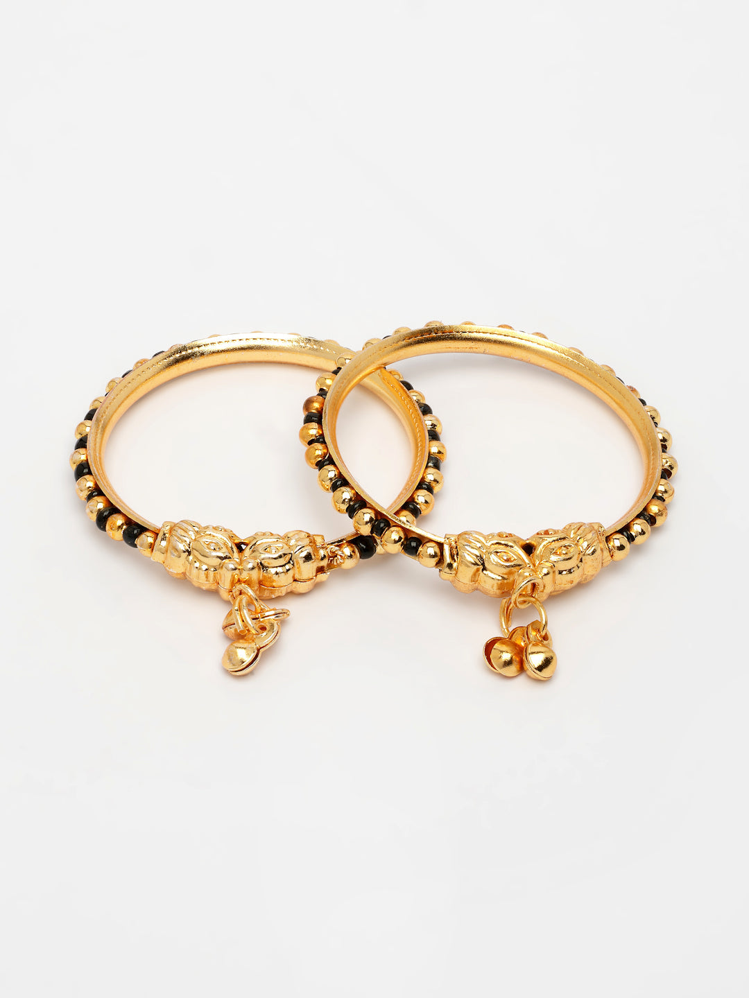 NVR Kids Set of 2 Rhodium-Plated Artificial Beads Nazariya Kada Bracelet