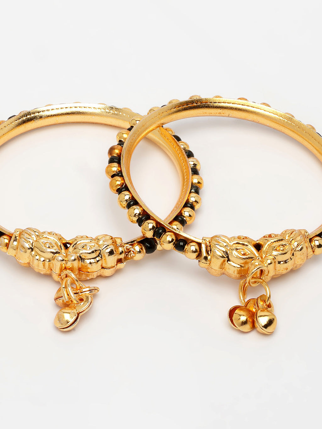 NVR Kids Set of 2 Rhodium-Plated Artificial Beads Nazariya Kada Bracelet