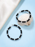 NVR Kids Set of 2 Rhodium-Plated Artificial Beads Nazariya Link Bracelet