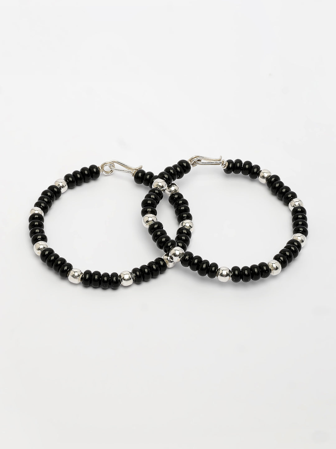 NVR Kids Set of 2 Rhodium-Plated Artificial Beads Nazariya Link Bracelet