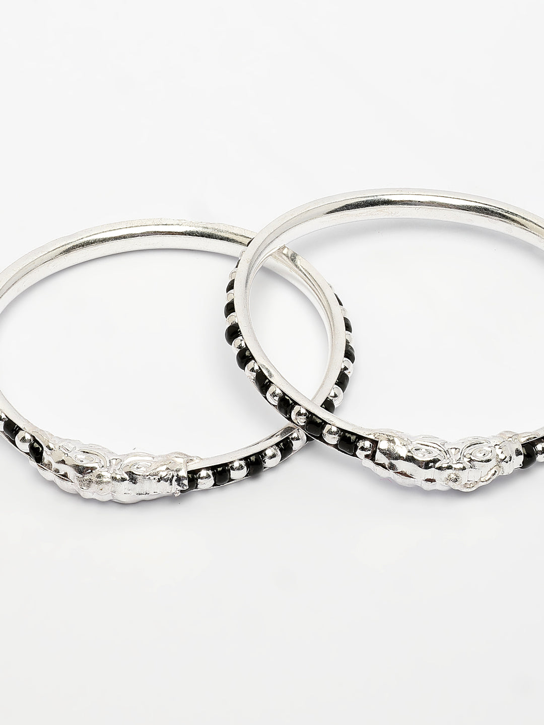 NVR Kids Pair of 2 Rhodium-Plated Artificial Beads Nazariya Kada Bracelet | Grocsy