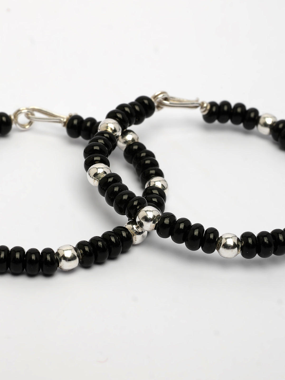 NVR Kids Pair of 2 Rhodium-Plated Artificial Beads Nazariya Kada Bracelet | Grocsy