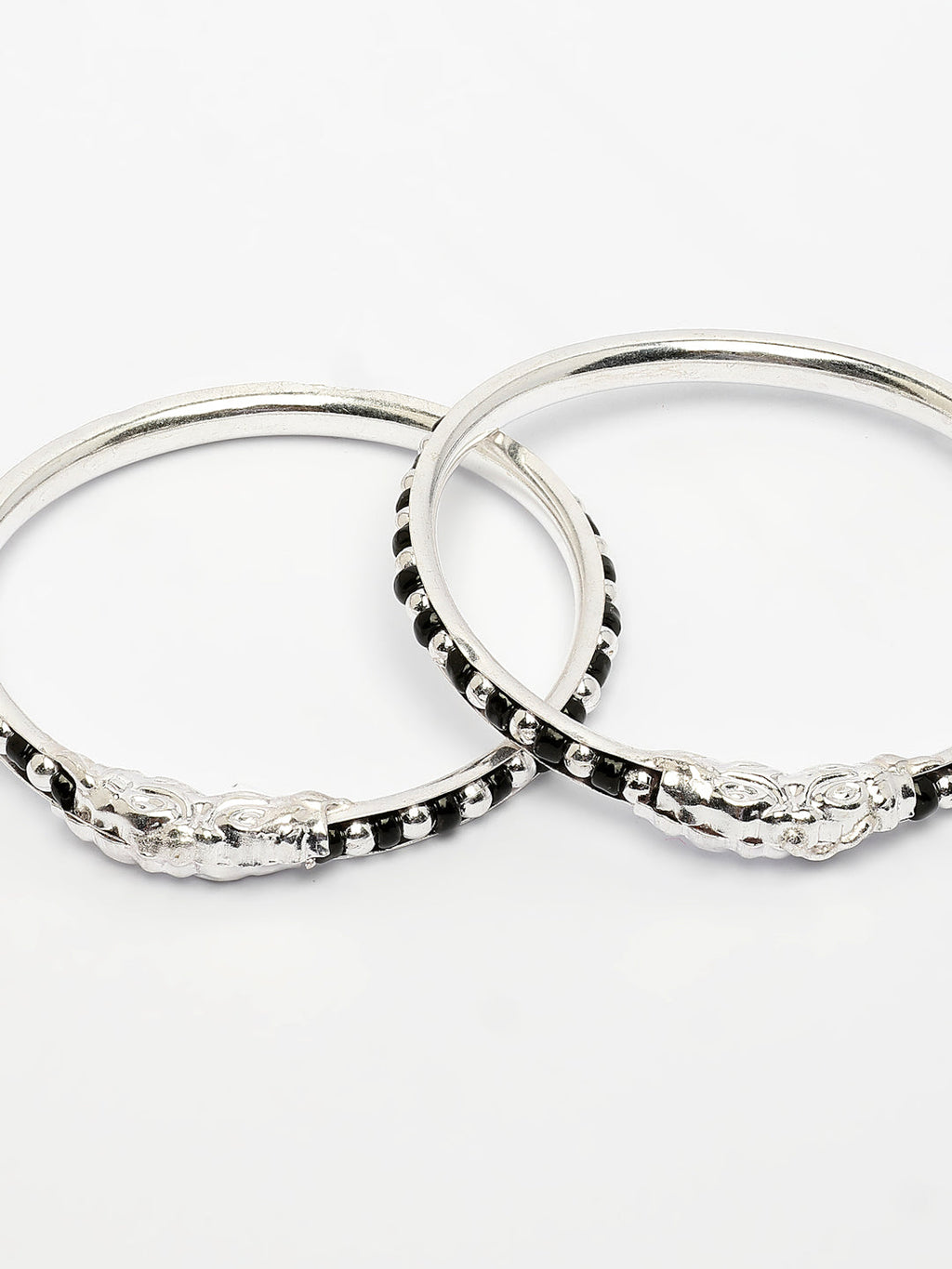 NVR Kids Pair of 2 Rhodium-Plated Artificial Beads Nazariya Kada Bracelet | Grocsy