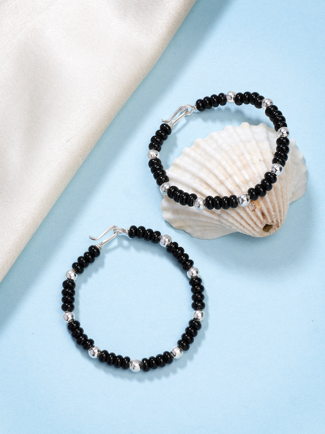 NVR Kids Pair of 2 Rhodium-Plated Artificial Beads Nazariya Kada Bracelet | Grocsy