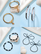 NVR Kids Pair of 4 Rhodium-Plated Artificial Beads Nazariya Kada Bracelet