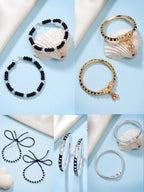 NVR Kids Pair of 5 Rhodium-Plated Artificial Beads Nazariya Kada Bracelet