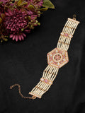 NVR Women's Gold-Polished Cubic Zirconia Stone Studded Link Bracelet | Grocsy