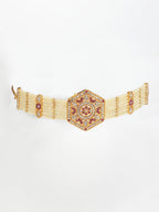 NVR Women's Gold-Polished Cubic Zirconia Stone Studded Link Bracelet | Grocsy