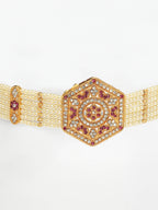 NVR Women's Gold-Polished Cubic Zirconia Stone Studded Link Bracelet | Grocsy