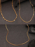 NVR Women's Set of 3 Gold-Polished Minimal Chain | Grocsy