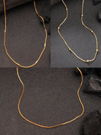 NVR Women's Set of 3 Gold-Polished Minimal Chain | Grocsy