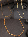 NVR Women's Set of 3 Gold-Polished Minimal Chain | Grocsy