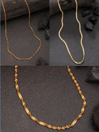 NVR Women's Set of 3 Gold-Polished Minimal Chain | Grocsy