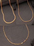 NVR Women's Set of 3 Gold-Polished Minimal Chain | Grocsy