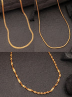 NVR Women's Set of 3 Gold-Polished Minimal Chain | Grocsy