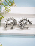 NVR Women Silver Toned Oxidized Pigeon Design Drop Earrings | Grocsy