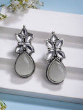 NVR Women White Artificial Stones Silver Plated Drop Earrings | Grocsy