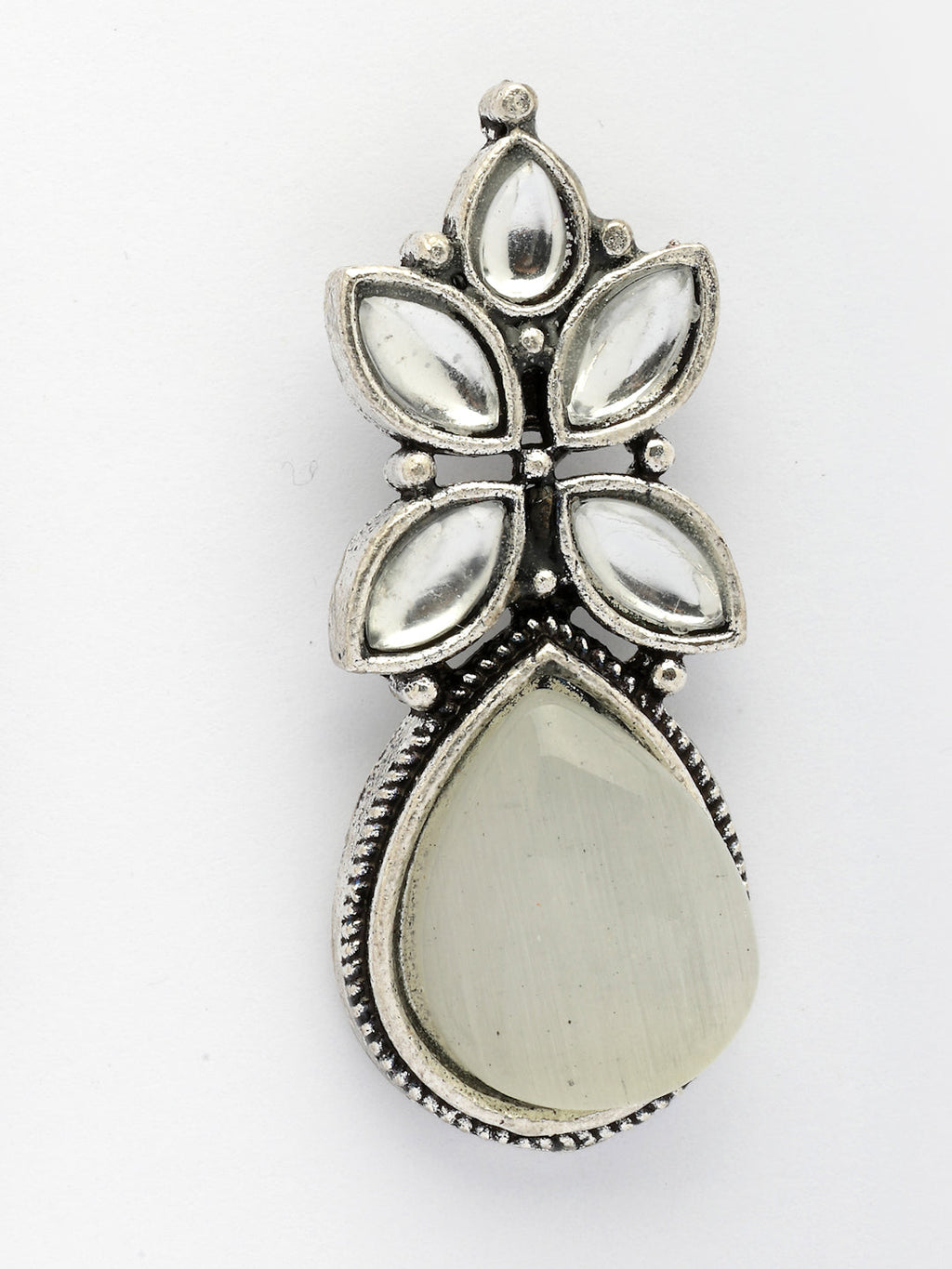 NVR Women White Artificial Stones Silver Plated Drop Earrings | Grocsy