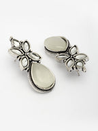 NVR Women White Artificial Stones Silver Plated Drop Earrings | Grocsy