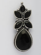 NVR Women Black Artificial Stones Silver Plated Drop Earrings | Grocsy