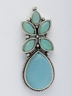 NVR Women Blue Artificial Stones Silver Plated Drop Earrings | Grocsy