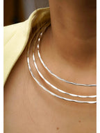 NVR Women 3 Layers Oxidized Silver-Plated Statement Choker Necklace | Grocsy