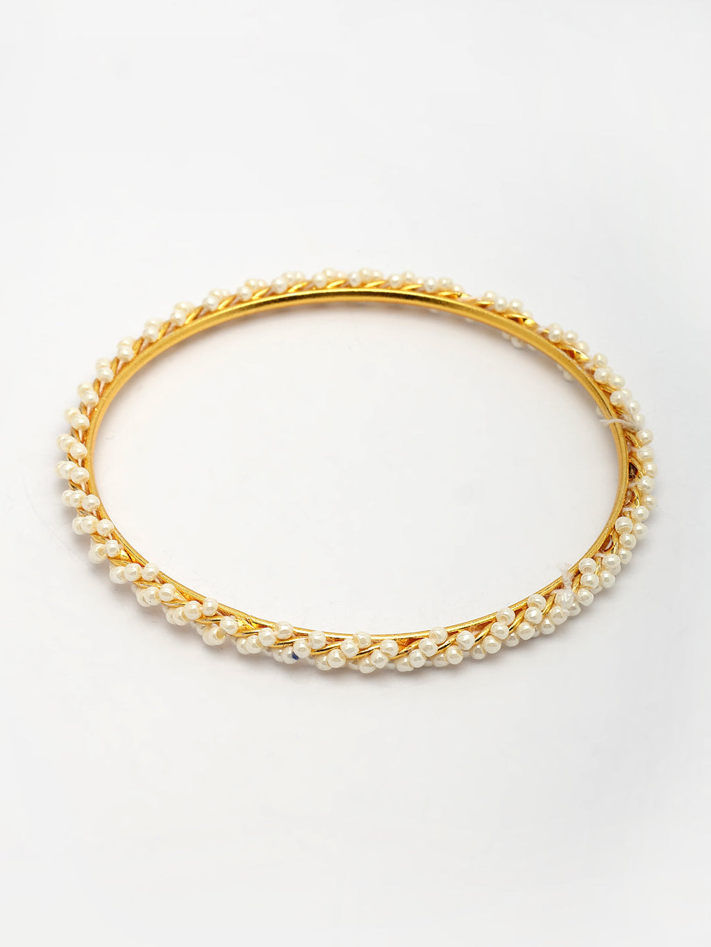 NVR Women Set of 4 Gold-Polished Pearls Handcrafted Traditional Bangles