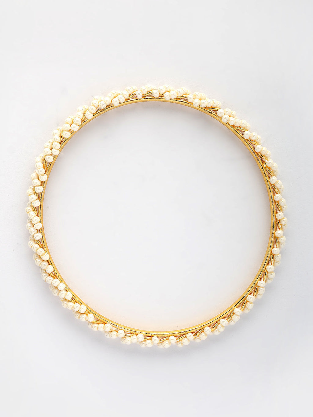 NVR Women Set of 4 Gold-Polished Pearls Handcrafted Traditional Bangles