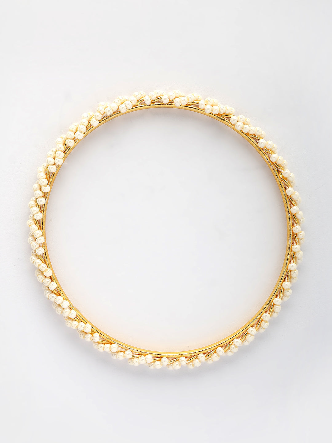 NVR Women Set of 4 Gold-Polished Pearls Handcrafted Traditional Bangles