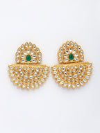 NVR Women's Gold Toned Green Stones & Kundan Studded Jewellery Set