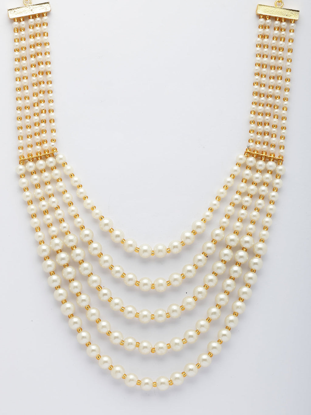 NVR Women Handcrafted White Beaded Layered Necklace | Grocsy