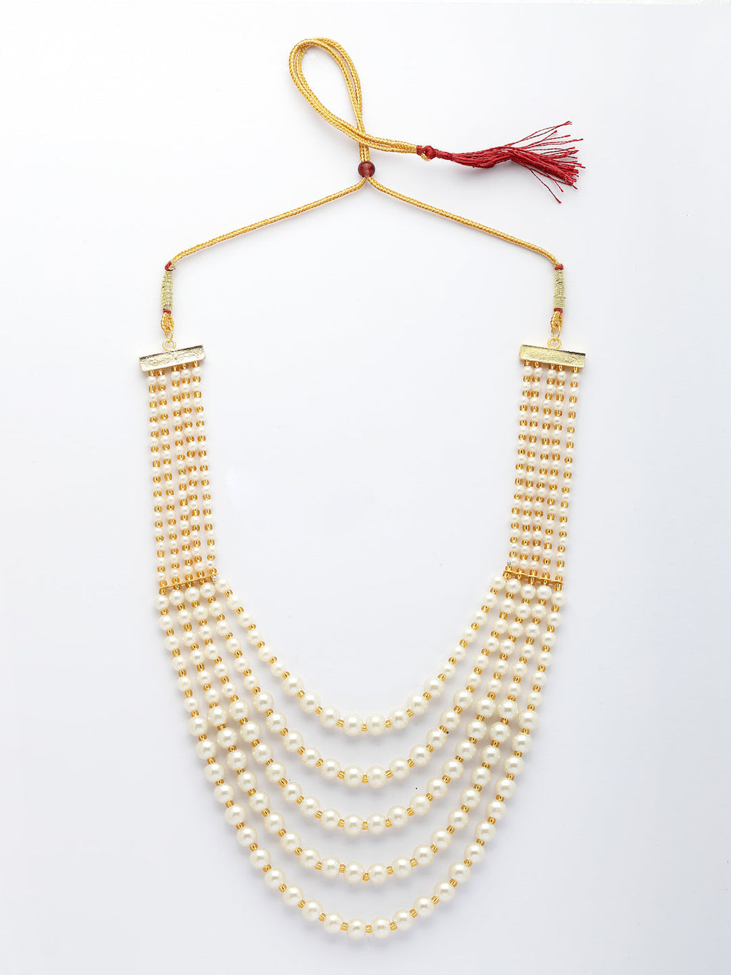 NVR Women Handcrafted White Beaded Layered Necklace | Grocsy